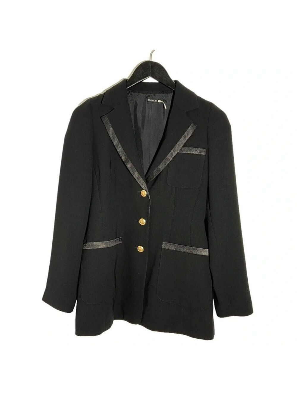 Vintage Studio Jax Black Blazer with Satin Trim size 4 - Picture 2 of 7